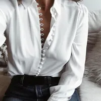 Womens Tops And Blouses Long Sleeve Lady Cardigan With Button Fashion Woman Blouses 2019 New Lapel Shirt Turn Down Collar Blouse276Z