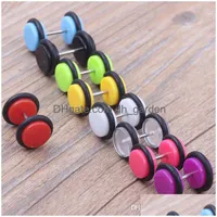 Plugs Tunnels Man Ear Stud Screw 100Pcs 9 Color S Of Cheater Faux Fake Gauges Tapers 16G Earrings Body Jewelry Drop Delivery Dhgfp