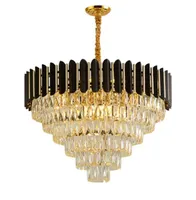 Luxury K9 Crystal Chandeliers For Living Room Bedroom Black Metal Led Indoor Lighting House Decoration7352505