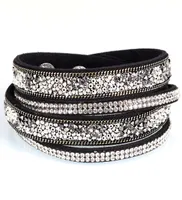 Double Wrap Bracelet With Crystal and Glass Seed Beads Korean FlanneletteAdjustable wrapped bracelets 3 colors1498332
