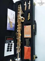 Silver Soprano Sax Japan Yanagisawa SW037 BB Brass Soprano Saxophone Utf￶r musikinstrument med Casemouthpiece3384687