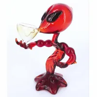Glass Pipe 6 inches Alien Green Red Clear Smoking Pipe Bubbler Glass Bong Oil Rig Alien Theme Water Bong Tobacco Pipe322j