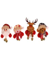 Oświetlić świąteczne szpilki broszkające Święty Mikołaj z Jingle Bell Decorations for Woman Kids Xmas Party Favors Prezenty Torba Charms XBJK2111595578