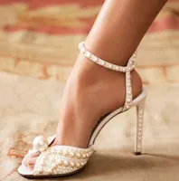 Luxurious Summer sandal Dress Shoes Maisel Pearl Embellished Sandals Shoe Ankle Strap Women Elegant Designer Brand Maisel High Hee1826367