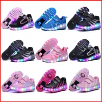 New Children LED Roller Skate Shoes With One Two Wheels Lights Up Glowing Jazzy Junior Kids Shoes Adult Boys Girls Sneakers299m