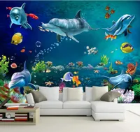 3D Papel de parede personalizado Po mural marinho mundial de golfinhos de peixe cenário decoração pintura de parede 3d papel de parede para paredes 3 d7762141