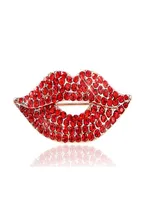 Fashion Luxury Lips Red Lips Broche para Mulheres Meninas Pinos de Lenço Rhinestone Diamond Broches de Casamento Broches Broches Jóias Presente1264702