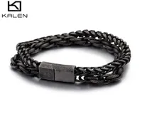 Męskie bransoletki bransoletki 230 mm czarna stal nierdzewna ciężka men039s łańcuch podwójny link bransoletka punkowa rock biżuter