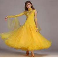 8Color 17new Modern Dance Dress Femme Lace Diamond Waltz Tango Foxtrot Quickstep Costume Competition V￪tements Standard Ballroom Dance S295H
