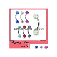 Eyebrow Jewelry E10 Ring 30Pcs Lot Mix 10 Color Shamballa Disco Ball Stud Piercing Jewery Bar Drop Delivery Body Dhofe