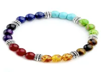 Kimter Fashion Colorful Hand Made 7 Chakra Healing Balance Bracelet 8 mm Stone Beads Bangle for Men Women Q81FZ8452268