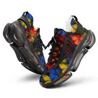 Sport Casual Shoes TPU Aangepaste elastische hardloopschoenen Butterfly-7077927 Zwart Wit DIY Patroon Voeg uw ontwerp toe