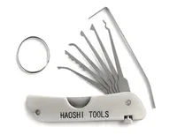 Haoshi Składane 6 pojedynczy haczyek Zablokowanie Zestaw Zestaw Zablokowanie Narzędzia Zakochanie drzwi otwieracz do padlock klawisze narzędzie Buksmith Fold P7230882
