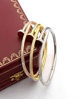 Stainless Steel Nail Bangle Designer Womens Love Bracelets Full Diamond Bangles Fashion Gold Titanium Bracelets Jewelry9273768