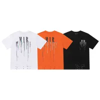 Nieuwe modeontwerper Paint Dripprint T Shirts Mens Women Casual Streetwear T-Shirts High Street Crew Neck Cotton Zwart Wit Oranje Kleur T-shirt Europese maat S-XL