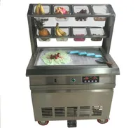 Roestvrij staal 110V 220V Electric 64x40cm Fry Pan Thai Fried Ice Cream Yoghurt Roll Maker Machine met 8 dozen7114988