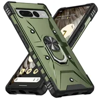 Heavy Duty Shockproof Case voor Google Pixel 6 6A 7 Pro Cover Robged Armor Dual Layer Protective Shield met metalen vingerringhouderstandaard