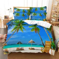 Bettw￤sche Sets Strand Sea Sky Kokosnussbaum Set King K￶nigin Bettdecke Deckung Kissenbezug Bett W￤sche Bettdecke Erwachsene Kinder Gr￶￟e Gr￶￟e