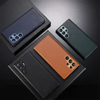 Luxe PU Leather Case voor Samsung Galaxy S23 Ultra S22 plus bescherming achteromslag met metalen lensfilm