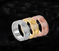 Titanium Steel Band Rings With Full Diamond Cubic Zirconia Bridal Engagement Rings Wedding Band for Women And Men Size 5111748539
