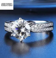 S925 Sterling Silver Ring overdreven Starlight Queen Six Claw vrouwelijk voorstel huwelijk 2 rijen diamanten huwelijksverjaardag cadeau2799065784