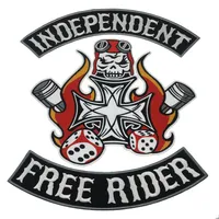 Unabh￤ngiger Fahrer MC Iron auf gestickten Patch Motorradbiker Gro￟er Full R￼ckengr￶￟e Patch f￼r Jacke Vest BadGe3374