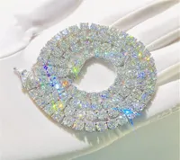 Choucong marka hip hop zincirleri lüks mücevher 18k gül altın dolgu 3mm 4mm 5mm yuvarlak kesim beyaz topaz cz elmas tennies zincir partisi w1319171
