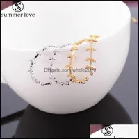 Forma de la moda del semental Forma de la hoja Sier Color de oro Pendientes de aro para mujeres Hojas de circon￭a c￺bica Gran declaraci￳n Earing Jewelryz Drop de Dhfmc