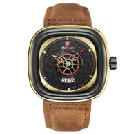 Marca Kademan Trendy Fashon Cool 45mm Dial grande rel￳gios masculinos Quartz Watch Calend￡rio Tempo de viagem preciso Gentlemens Wristwatches 93901302