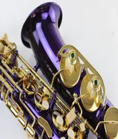 Markenqualität Musikinstrument Margewate Alto Eb Saxophon E flach einzigartiger lila Körper Gold Lackschlüssel Sax. Mit Mundstück5032128