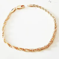 Связанные браслеты женский браслет 585 Розовый золото Цветовые украшения мода веревка веревки 170 мм Slim Girl Factory Direct
