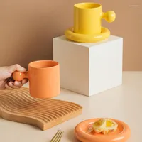 Kopjes schotels Yomdid Macaron Color Coffee Cup Saucer Creatieve keramische mok Practical Milk Tea Drinkset Drinkware