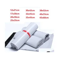 Mail Bags 1000Pcs/Lot Plastic Poly Selfseal Self Adhesive Express Bag White Courier Mailing Envelope Post Postal Mailer Dro Homefavor Dho1P