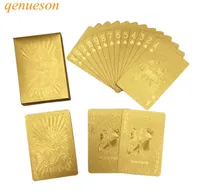 New 24 Karat Gold Foil Plated Texas Hold39em Plastic Playing Cards Waterproof Frosting Poker Cards Board Games 58 88mm qenues1957091