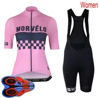 Morvelo Team Womens Cycling Short Sleeve Jersey Bib Shorts Set MTB Bike Outfits Racing Bicycle Uniform Summer Breattable Sports Ki2814213