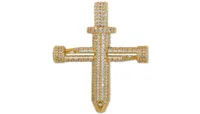 Hip Hop Jewelry Diamond Nail Cross Necklace Pendant Gold Silver Plated Iced Out Zircon med Rope Chain9498054