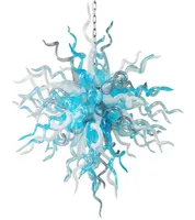 Nordisk konststil Blue Chandelier Chain Pendant Light Livingroom H Otel Handblåst glaslampa Acceptera anpassning8209716