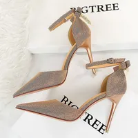 Sandals BIGTREE Shoes Sequin Cloth Women High Heels Bow 2023 New Summer Pointed Toe Ladies Heeled T221209