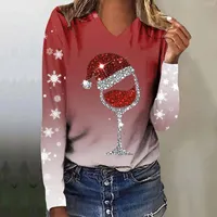 Женские футболки короткая рождественская рубашка женская и ярко -печатная дерево праздничные графики