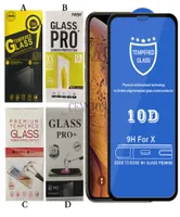 iPhone 12 Mini 54 Pro 61 Max 67 11 XR X XS 8 7 Plus 100PC 소매 5065202 용 10d Full Cover Tempered Glass Film Screen Protector