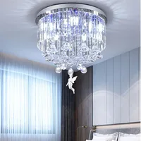 Neue Kristalllicht -LED -Schlafzimmer leichte Kronleuchter Sprachsteuerung Bluetooth Music Remote Wall280W
