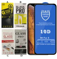 iPhone 12 Mini 54 Pro 61 Max 67 11 XR X XS 8 7 Plus 100PC 소매 2397206 용 10d Full Cover Tempered Glass Film Screen Protector 2397206