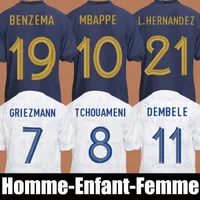 2022 Frankrijk voetbal jerseys Wereldbeker Benzema Mbappe Griezmann Kante Franse Giroud Homme Enfant Femme 22 23 Men Women Kids Kit Set Maillots de Football Shirts