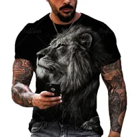 Men's Plus Tees Polos Camisetas Lion Animal Mode Impresión 3D T La camisa masculina verá ropa de calle en la manga corta de la moda LAR236Q