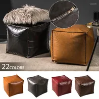 Pillow Moroccan PU Leather Pouf Ottoman Footstool Home Decor Seat Stool Nordic Style Artificial Unstuffed Without Core