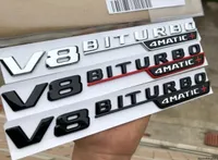 2pcs V8 Biturbo 4Matic Car Fender Emblem Sticker para Mercedes Benz AMG W117 CLA45 W205 C63 W212 E63 W207 W176 A45 X156 GLA457442363