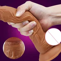 마사지 진동기 장난 장난감 수탉 새로운 피부 느낌 거대한 현실적인 딜도 실리콘 음경 여성용 흡입 컵으로 부드럽고 유연합니다. Masturbat265w