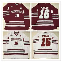 College Hockey draagt ​​op maat NCAA 16 Cale Makar Massachusetts Minutemen Hockey Jersey UMass 35 jaar East Jerseys Wine Elk naamnummer