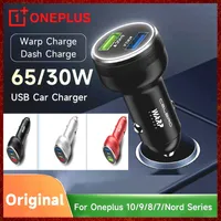 Car-charge OnePlus 65W Warp Charge 30W Car Chargeur téléphonique USB CAR FAST pour OneP LUS 9R 10 PRO 8 7 6 5 9RT 9 NORD N10 N100 Samsung Dash Charge Automotive Electronics Ship Free