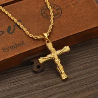 18-krotny pełny złoty krucyfiks Jezus Cross Oszałamiający łańcuch Naszyjnik Darmowe pudełko na prezent wielostronny projekt Wybierz producenci